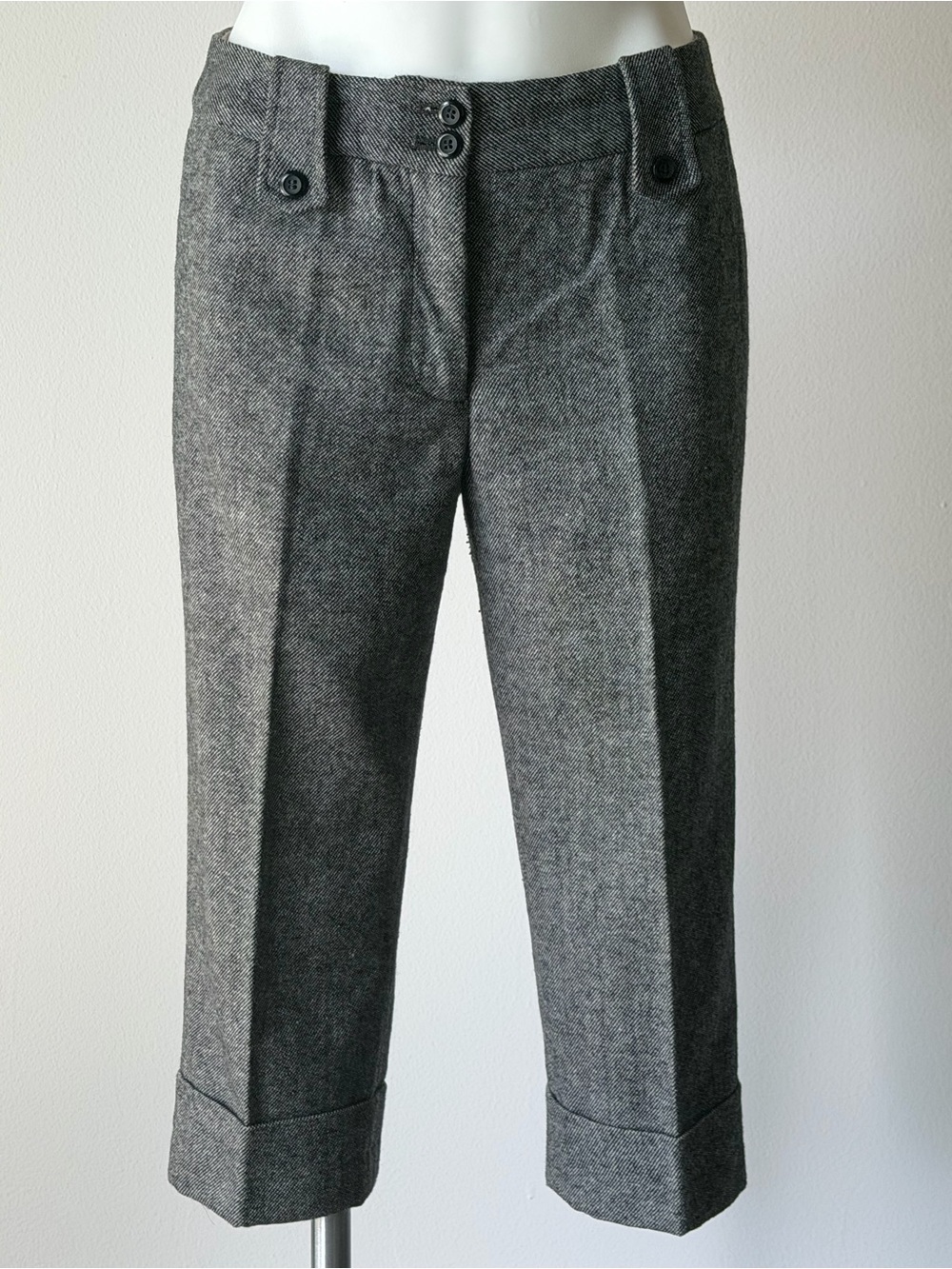 Dalia Women's Herringbone Cropped Tailored Pants